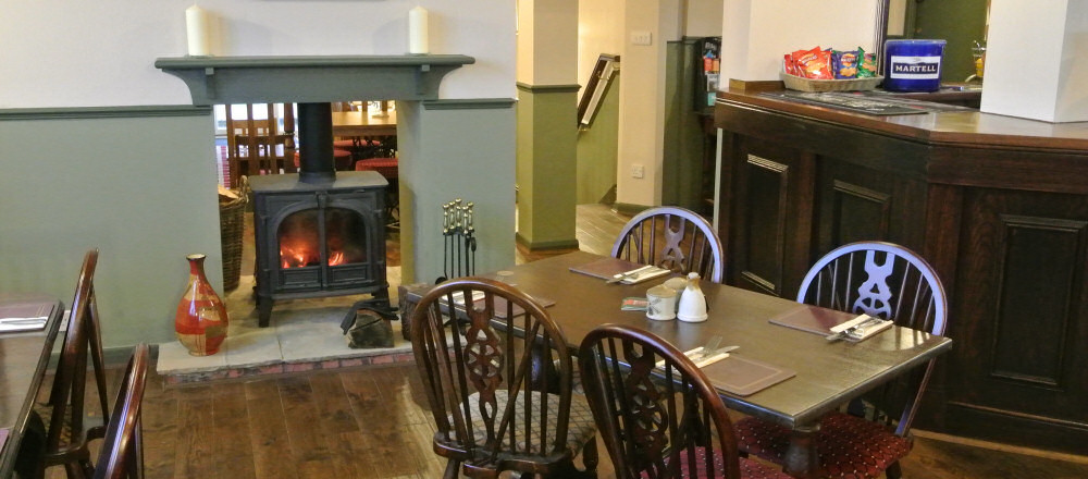 Bar with log fire